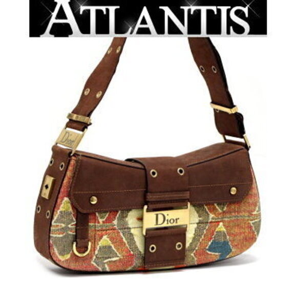 Dior Handbags - Christian Dior Street Shoulder Bag Canvas Leather Brown Orange